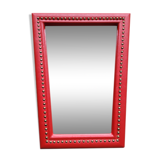 Mirror in faux red leather 60