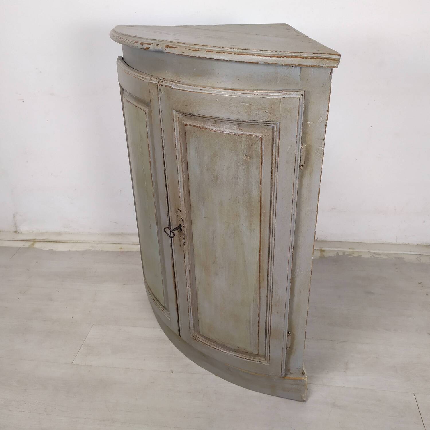 Rustic patinated corner cupboard