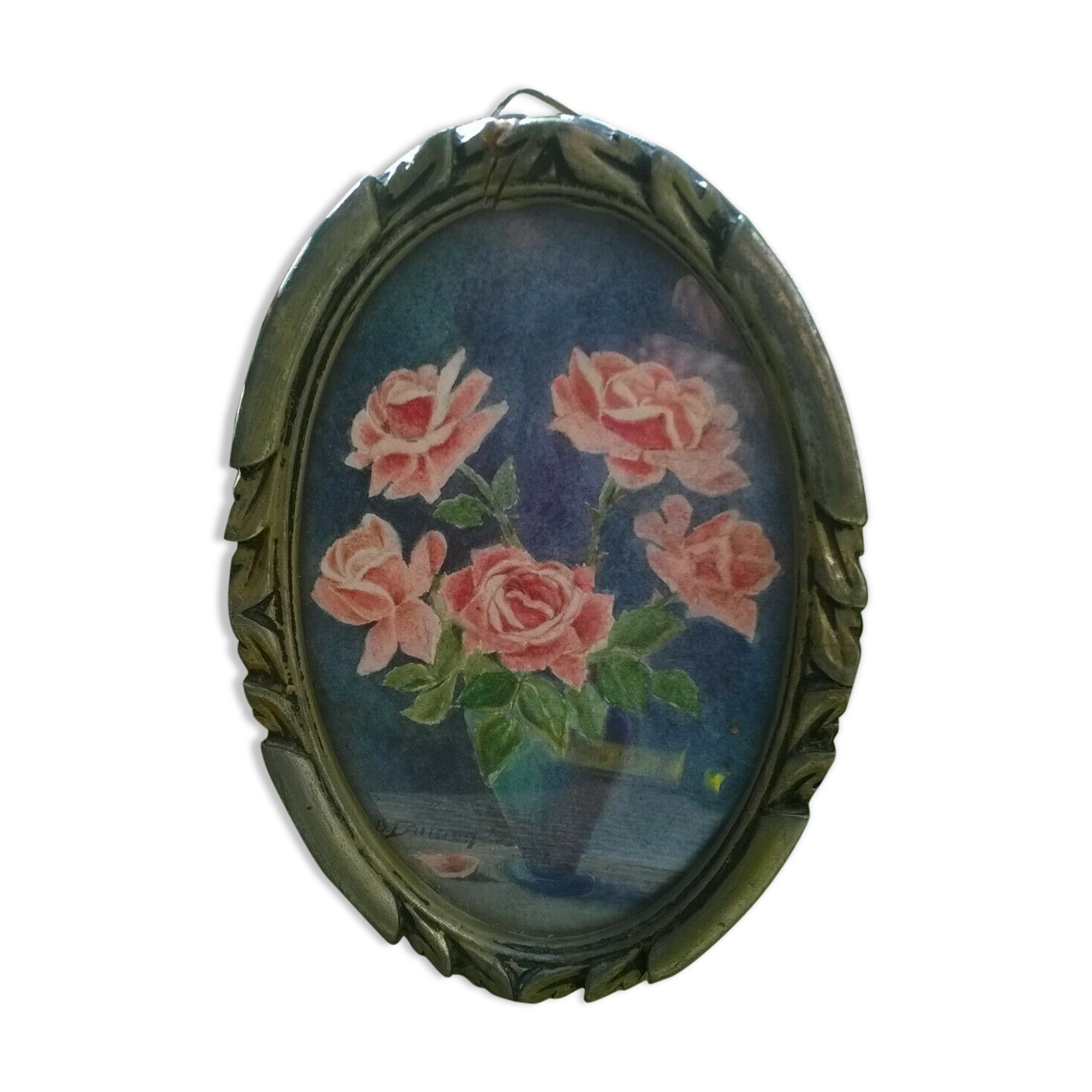 Miniature painting "vase of roses"