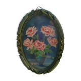 Tableau miniature "vase de roses"
