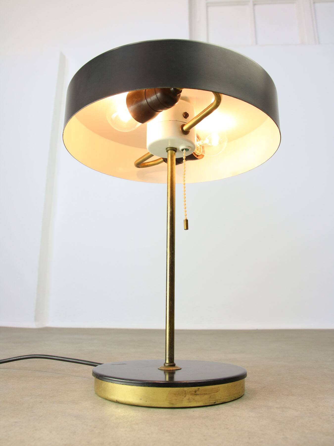 Mid-Century Black & Brass Table Lamp from Kamenický Šenov