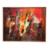 Original Swedish Oil on Panel – “Composition” by Kulo Green (1913–1972) – Signed – Vintage & Framed