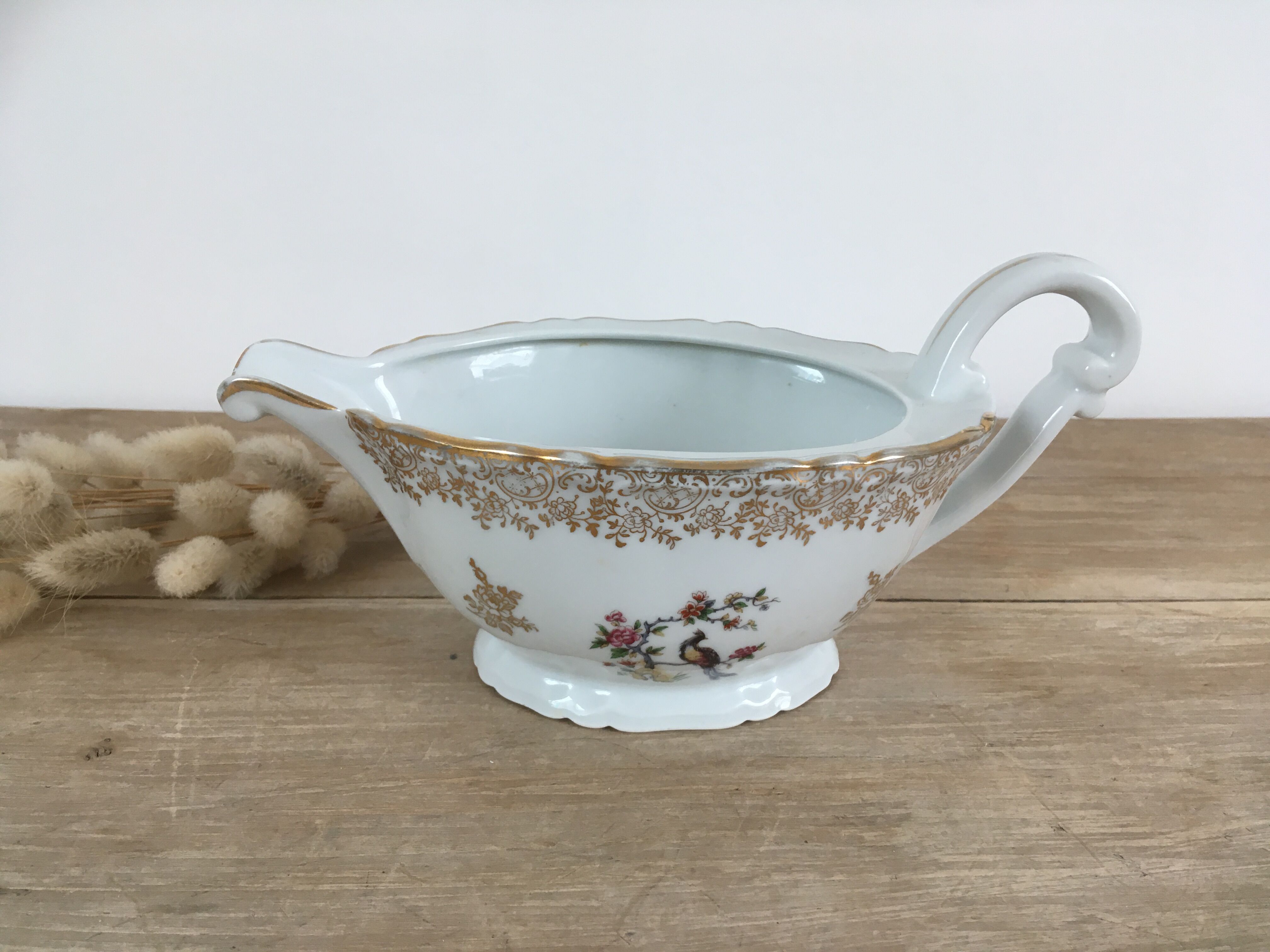Saucière porcelaine oiseau de paradis