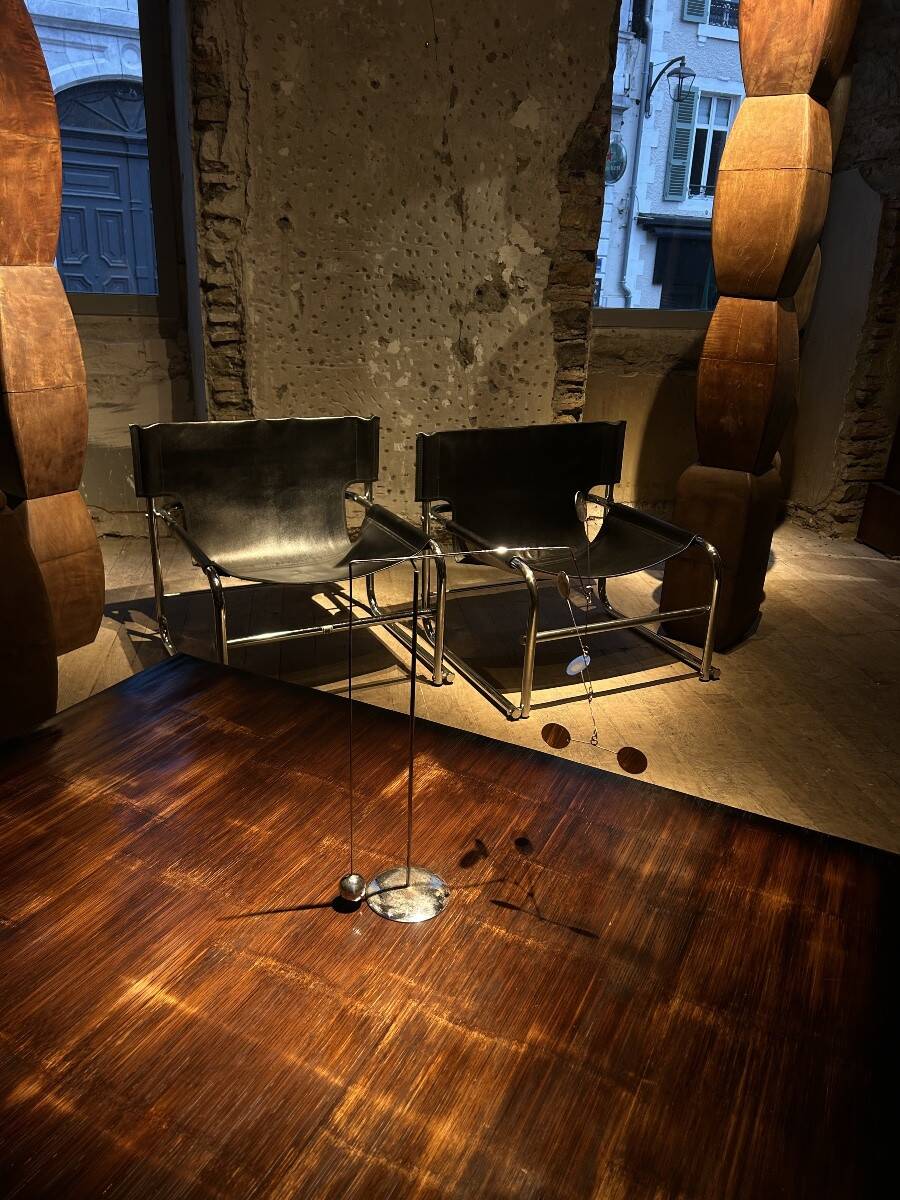 Pair of black leather armchairs T1 by Rodney Kinsman for Bieffeplast, 1967