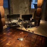 Pair of black leather armchairs T1 by Rodney Kinsman for Bieffeplast, 1967