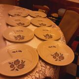 8 Saint Amand faience fondue plates Sologne model