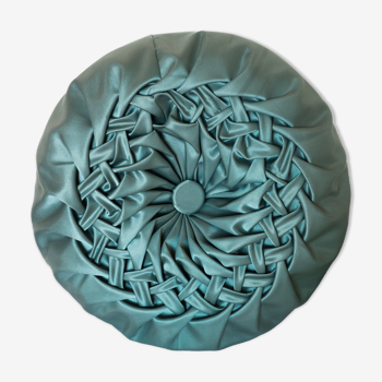 Coussin rond en soie plissée vert