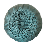 Round cushion in green pleated silk