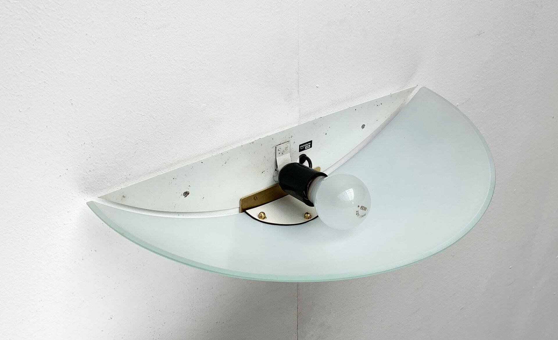 Postmodern vintage glass wall light by Metalarte, 1980s.