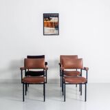 Set of 4 vintage armchairs with a metal structure