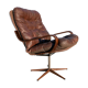 Fauteuil pivotant vintage cuir bois et métal