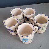 Set of 5 glazed ceramic coffee mugs