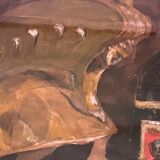 Painting old still life with the bottle XXth