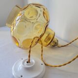 Amber faceted glass pendant light