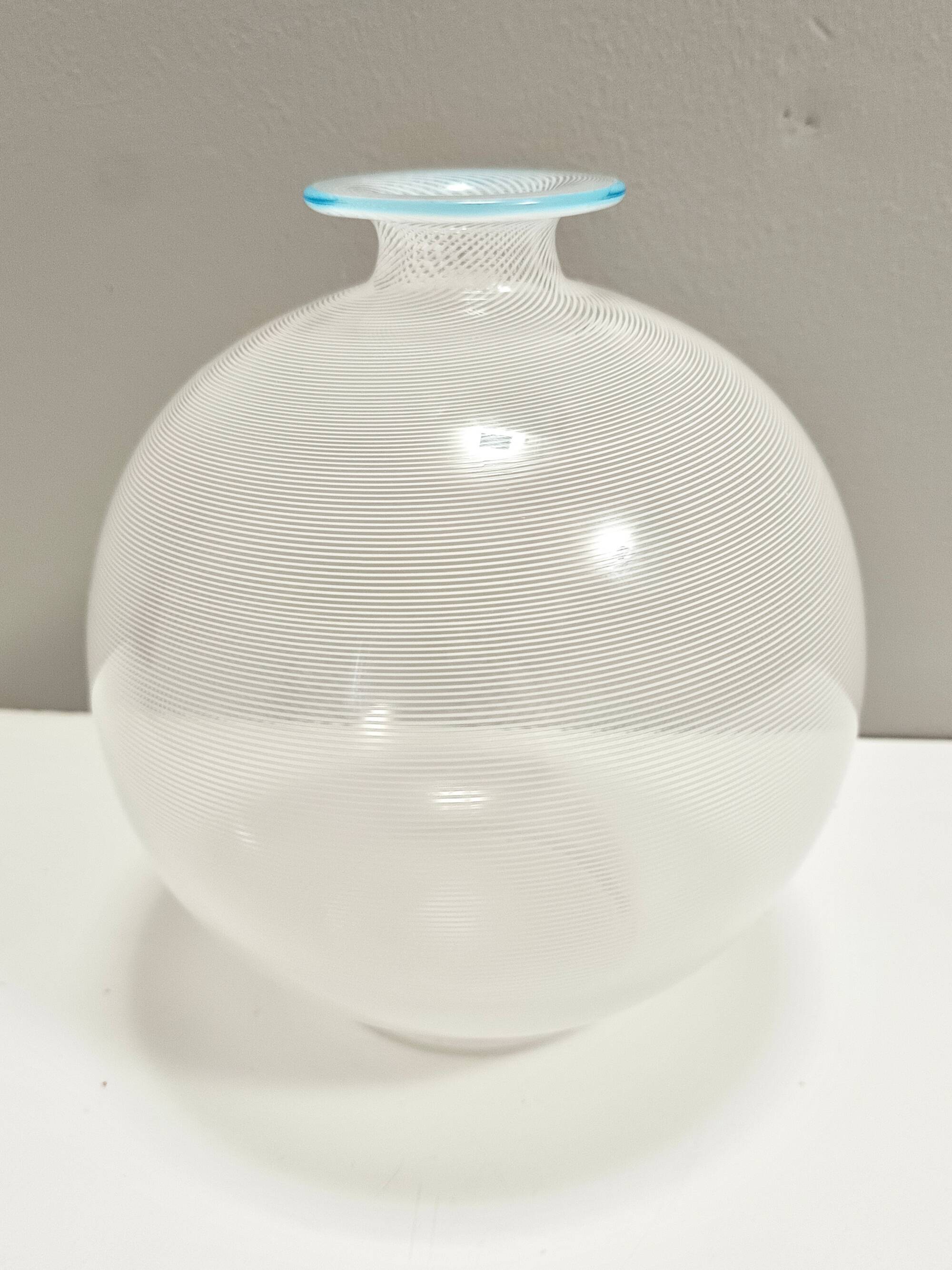 Murano Glass Vase by Ercole Barovier for Barovier & Toso with White Canes,