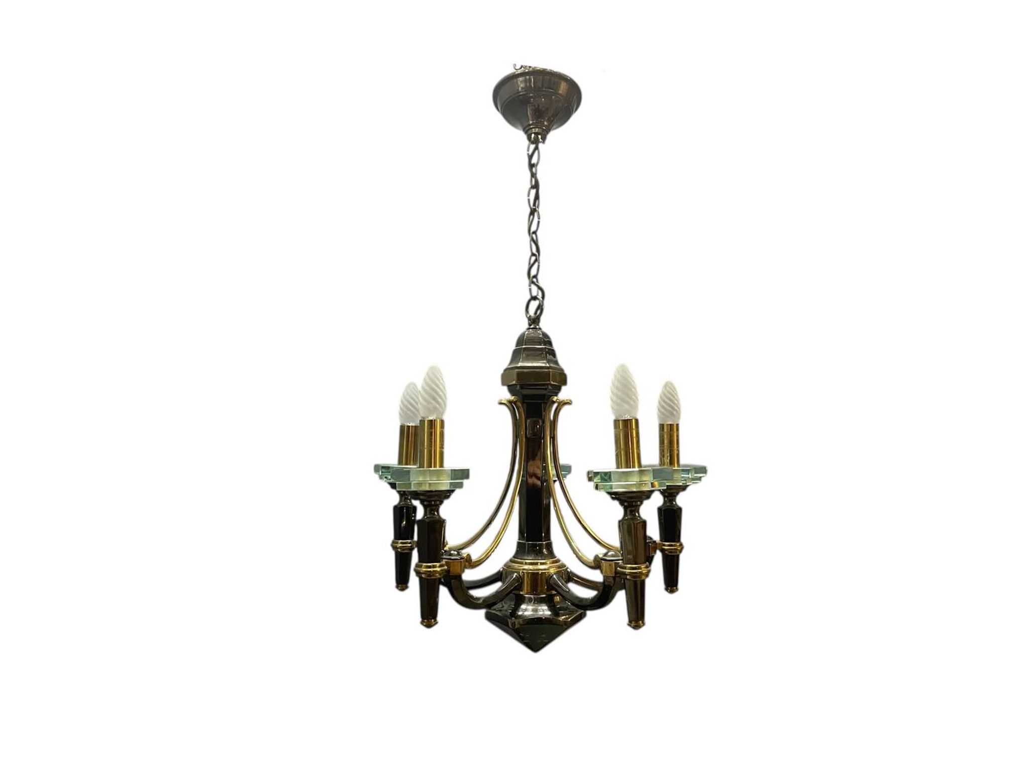 Lustre Lampart en laiton et cristal, années 1970
