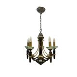 Lustre Lampart en laiton et cristal, années 1970