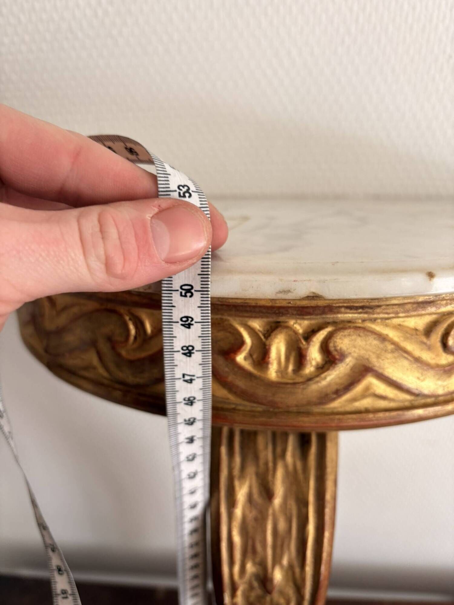 Console Demi Lune Gold Wood White Carrara Marble Louis XVI Classic Style