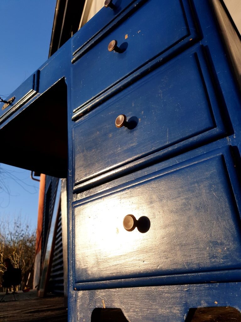 Art deco office blue roy 5 drawers