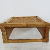 Cane, bamboo and rattan stool, 60s-70s