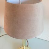 Golden metal lamp and lampshade fishing skin / vintage 70s-80s