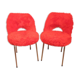 Paire de chaises vintage moumoute