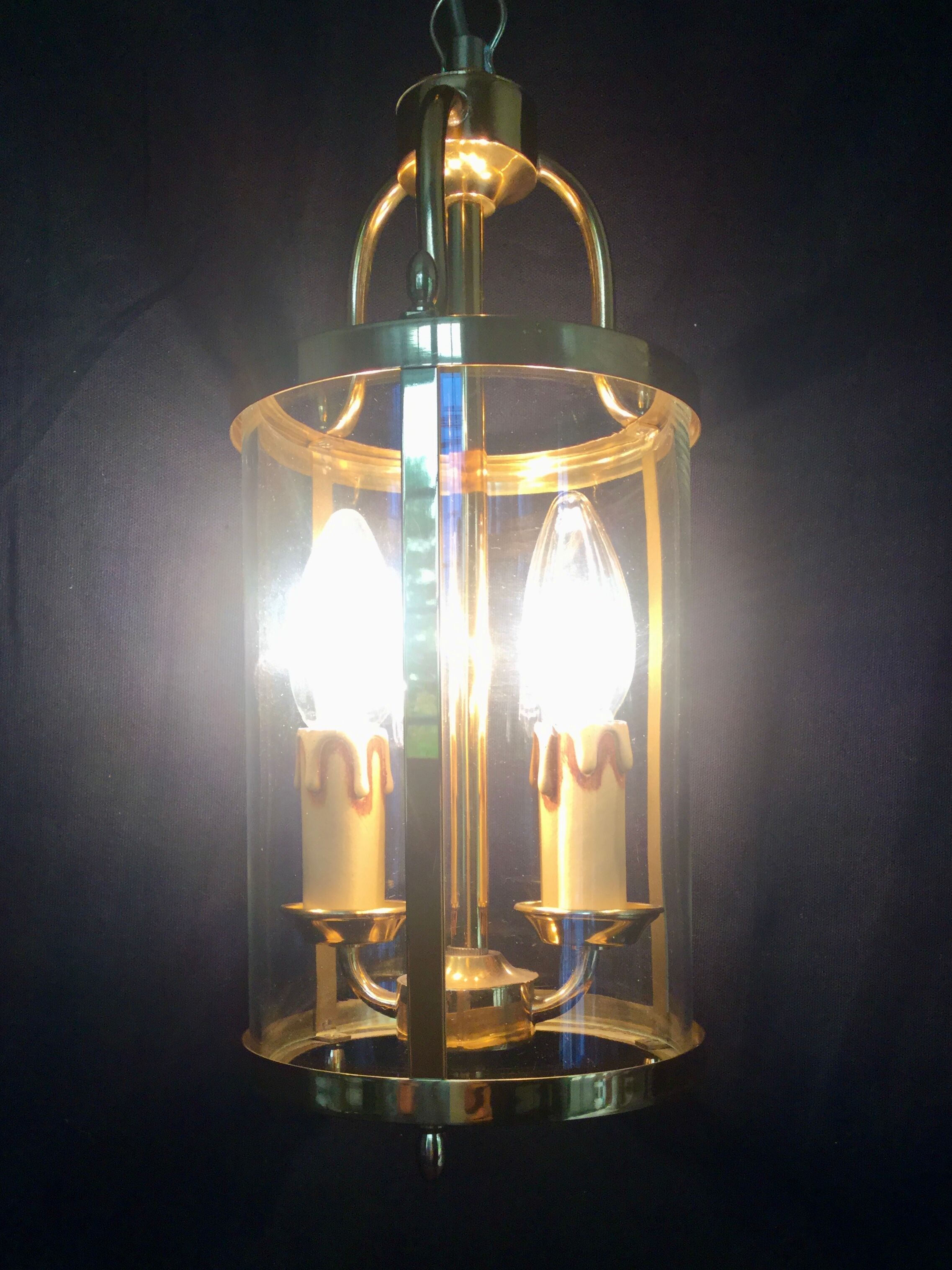 Lantern 2 lights bronze and brass