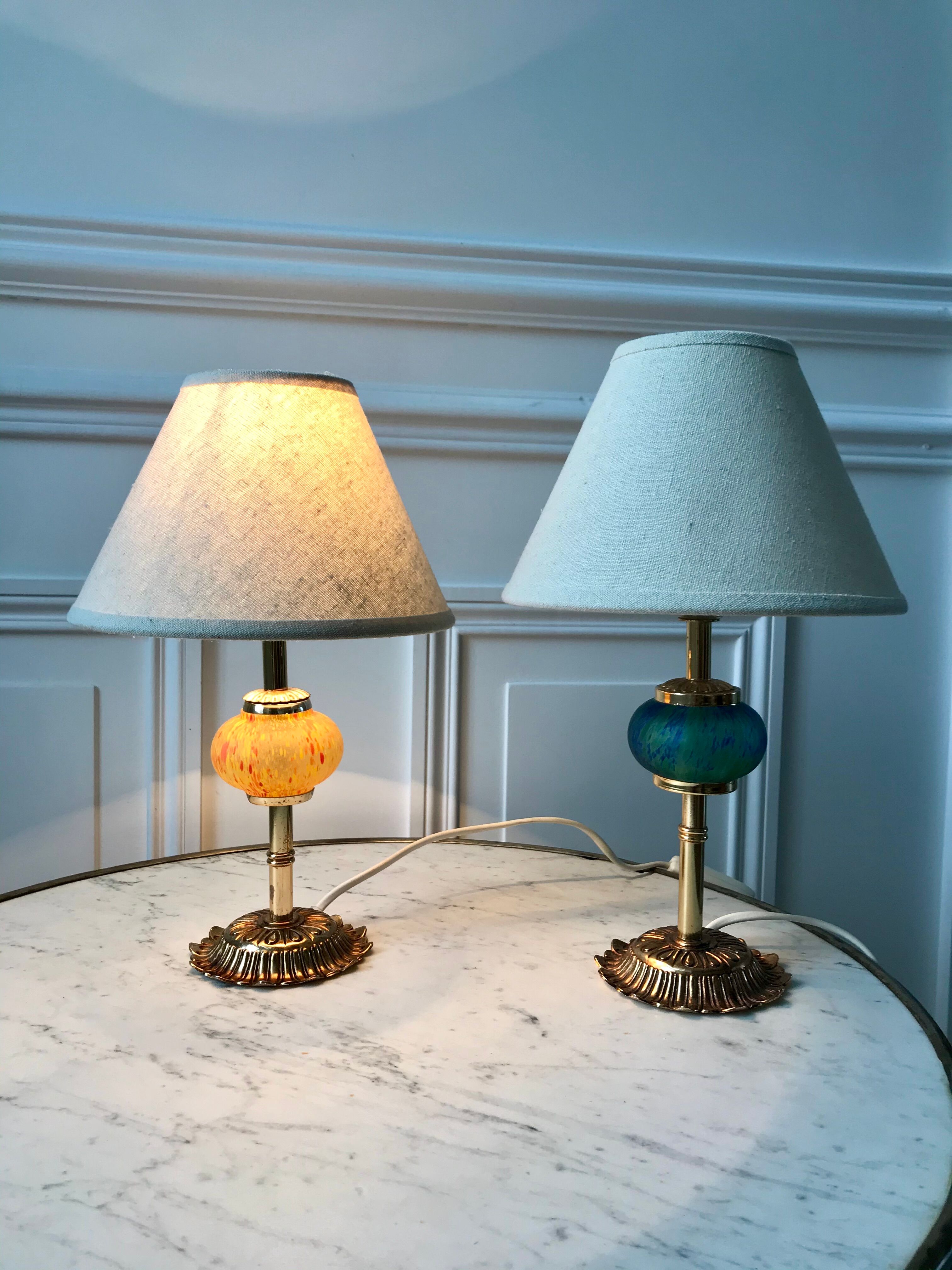 Pair of vintage murano glass lamp