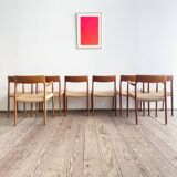 Chaises danoises en teck Mid-Century par Niels O. Møller # 77 & 57 Set de 8