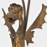 Dragon wall lamp in gilded bronze 2 fires