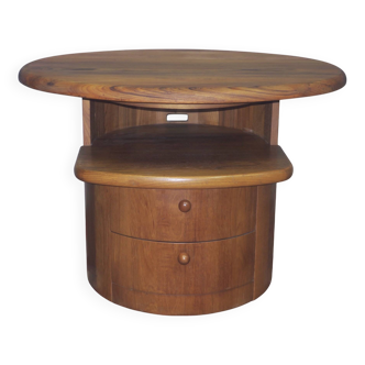 Table basse ovale en teck massif avec plateau pivotant par Silkeborg, Danemark 1960-70