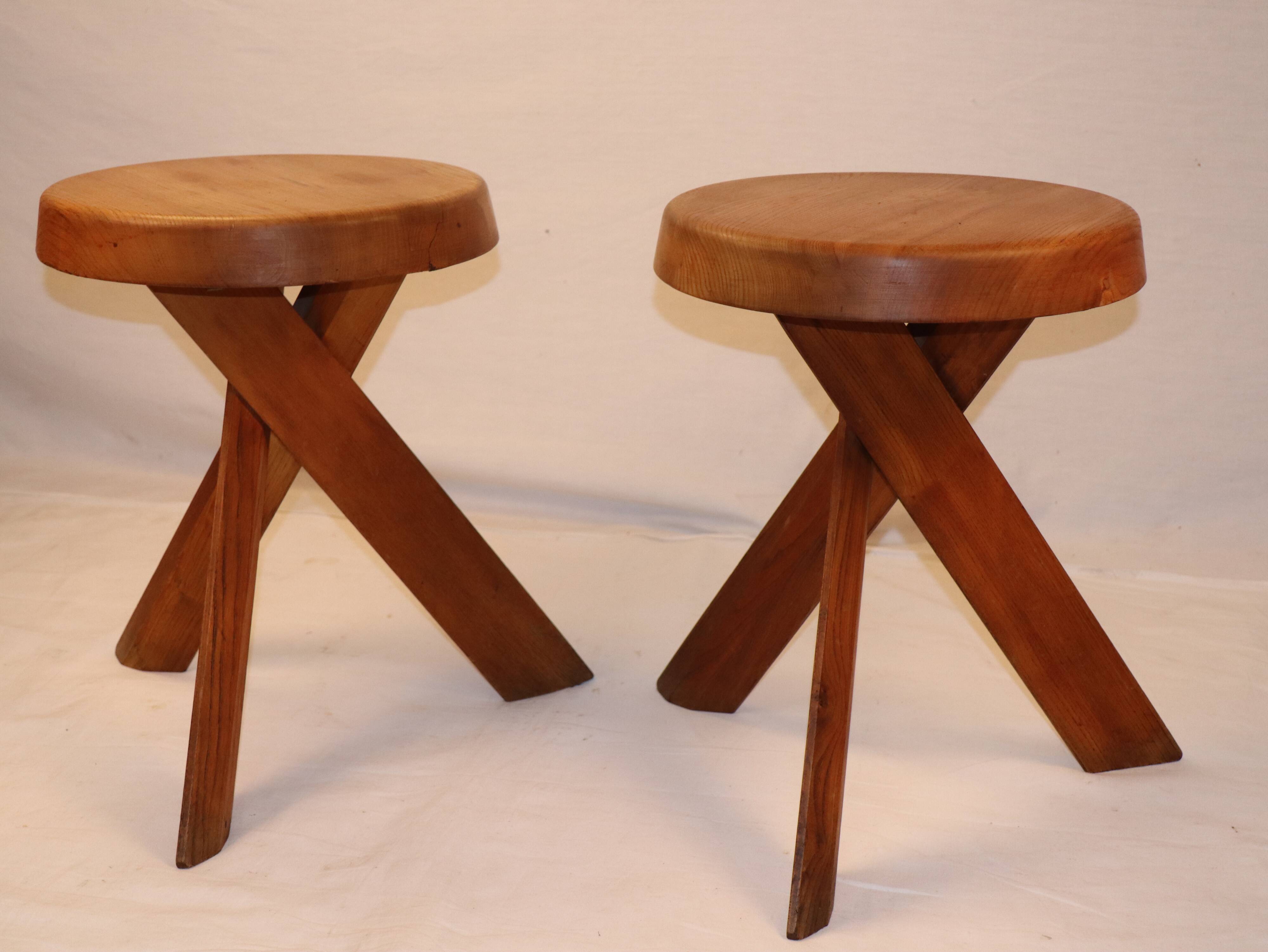 Pierre Chapo's pair of S31 stools