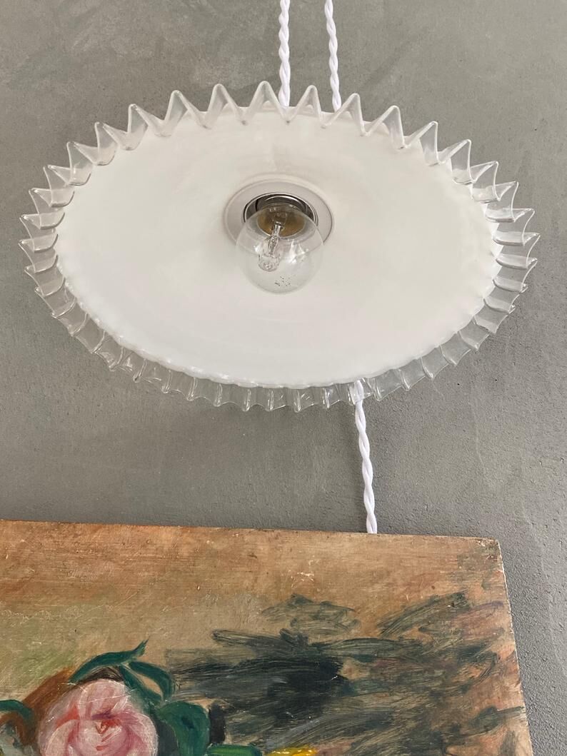 White opaline hanging lamp