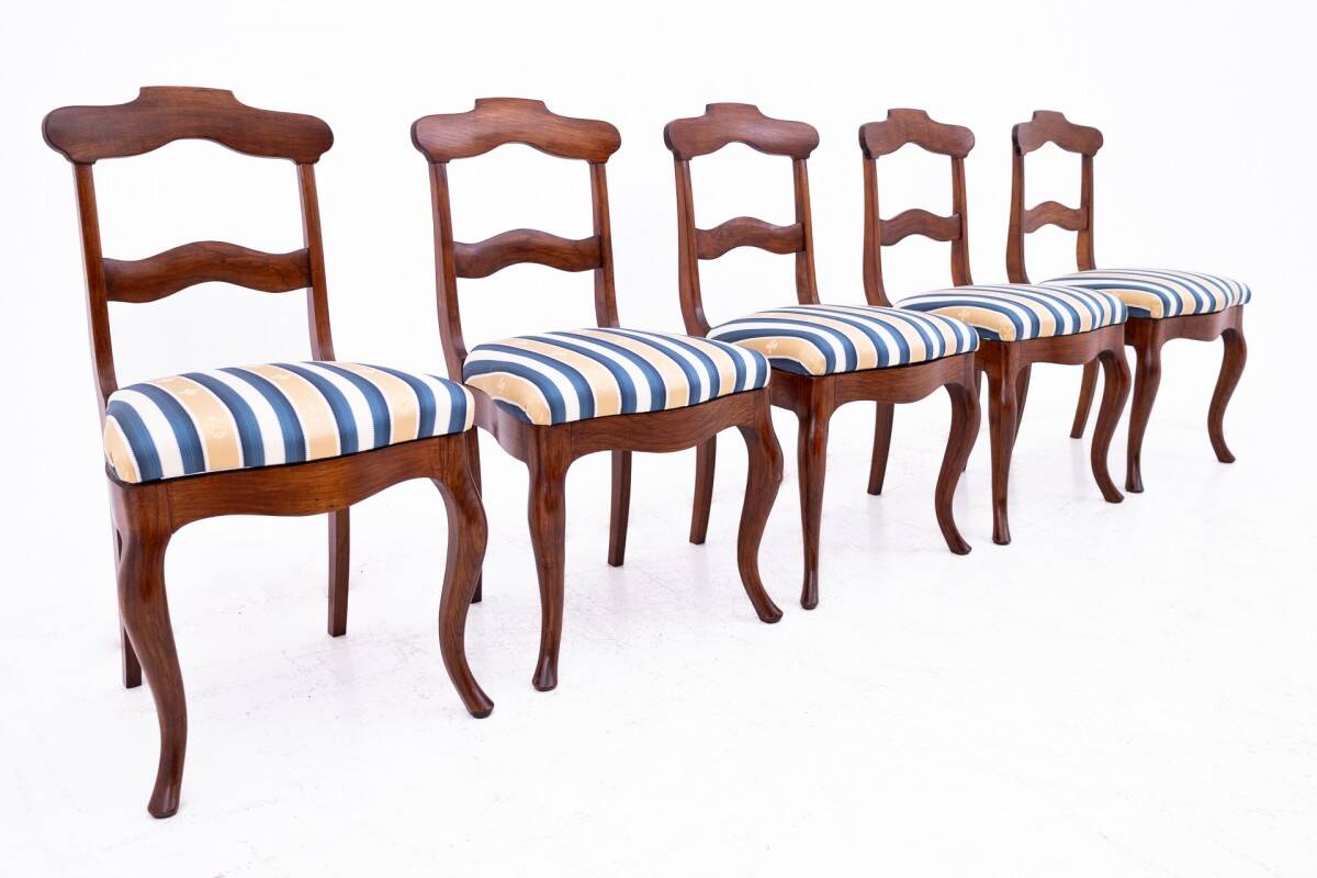 Five antique chairs, Northern Europe, around 1890. After renovation.