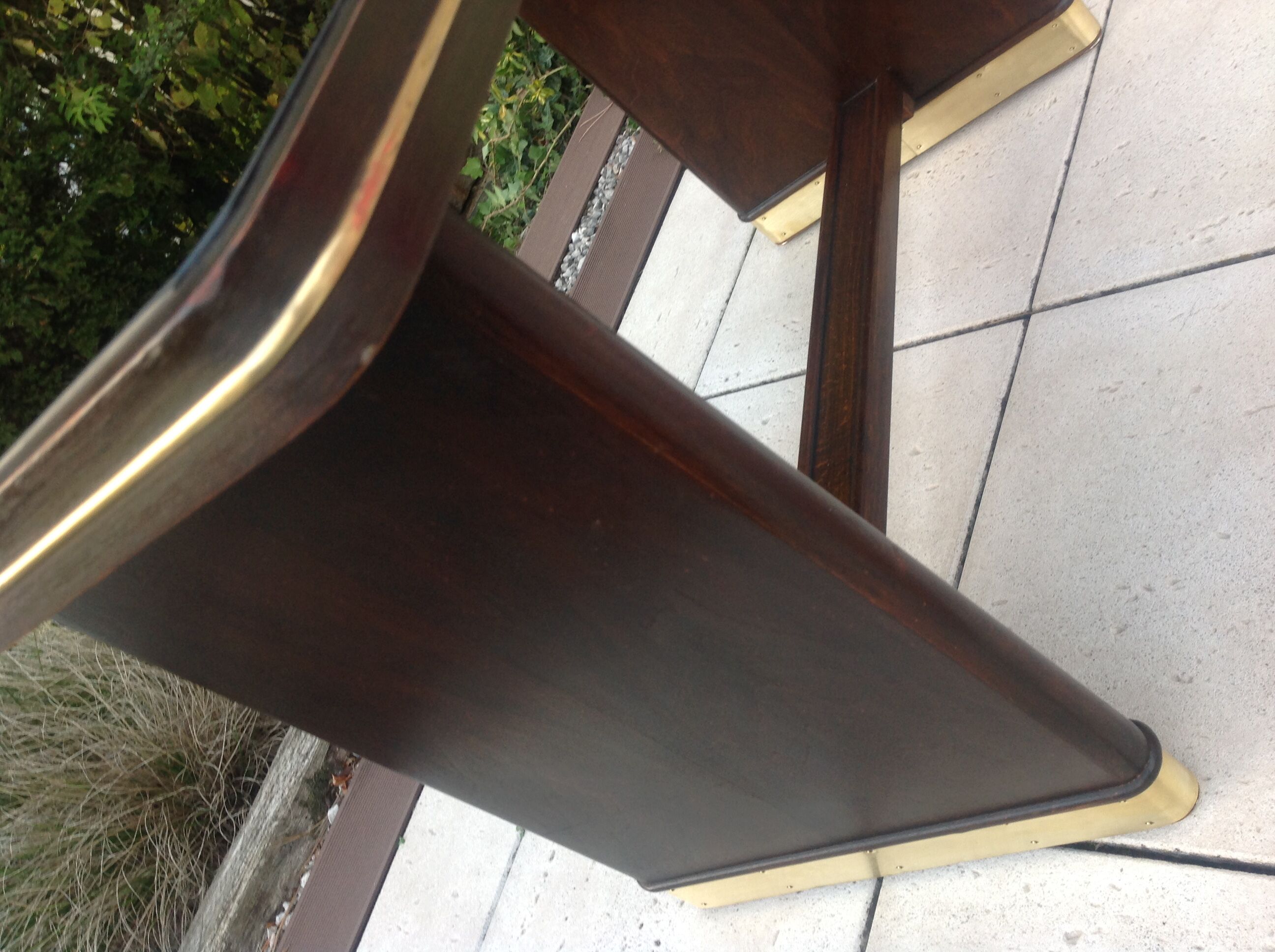 Coffee table with black glass top / 40s-50s