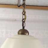 Vintage pendant light in glass and gold metal - 1960s