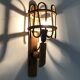 Pair of bamboo rattan lantern wall lights. 50s 60s