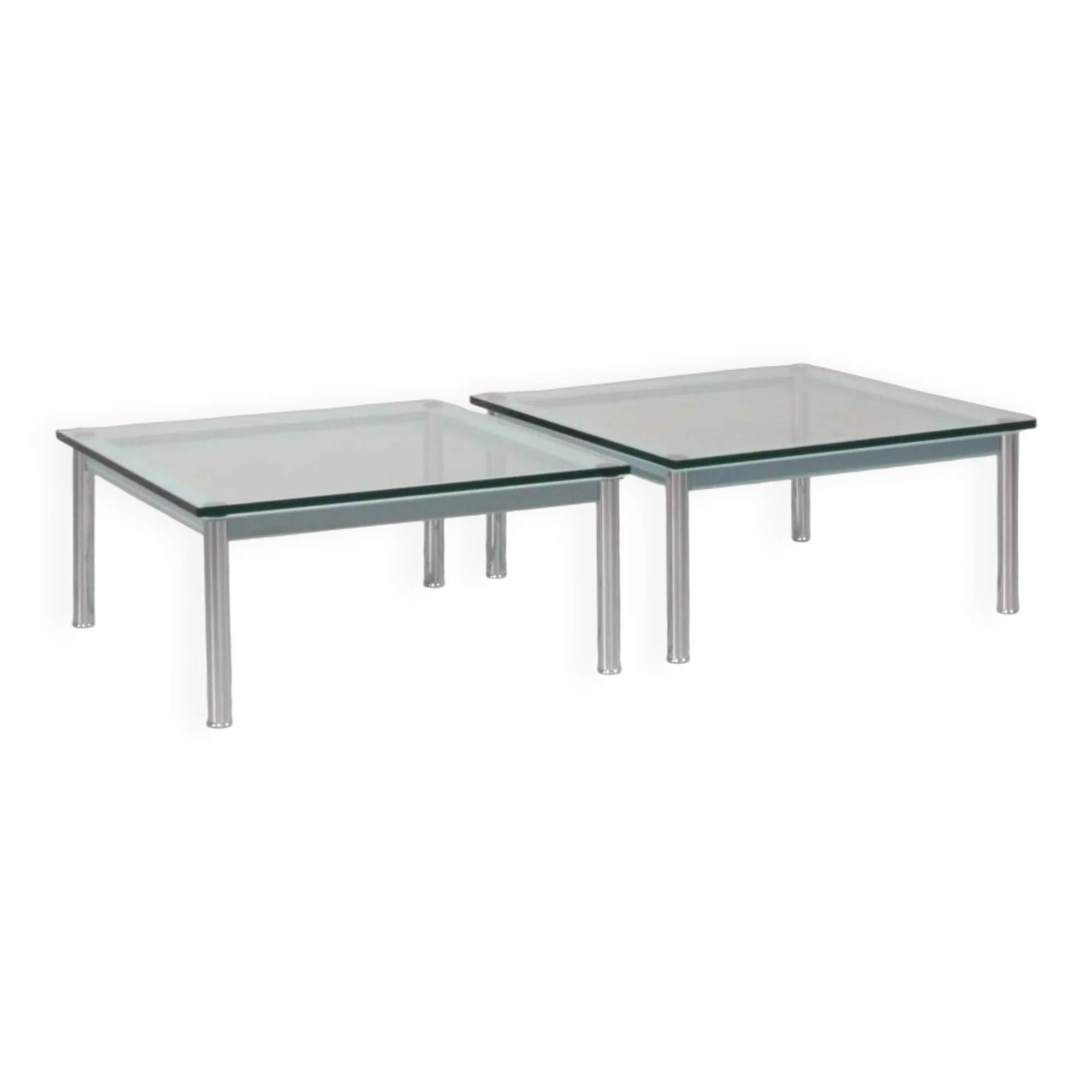 Cassina LC-10 coffee table by Le Corbusier – rare light blue glass edition