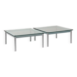 Cassina LC-10 coffee table by Le Corbusier – rare light blue glass edition