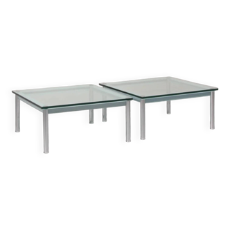 Cassina LC-10 coffee table by Le Corbusier – rare light blue glass edition