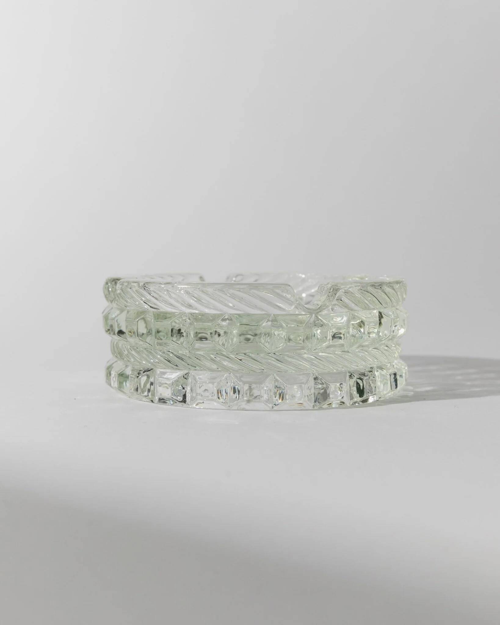 Vintage Murano Glass Ashtray, Pale Green Seafoam Clear Glass, 1950s Italian Mid-Century Glass Décor