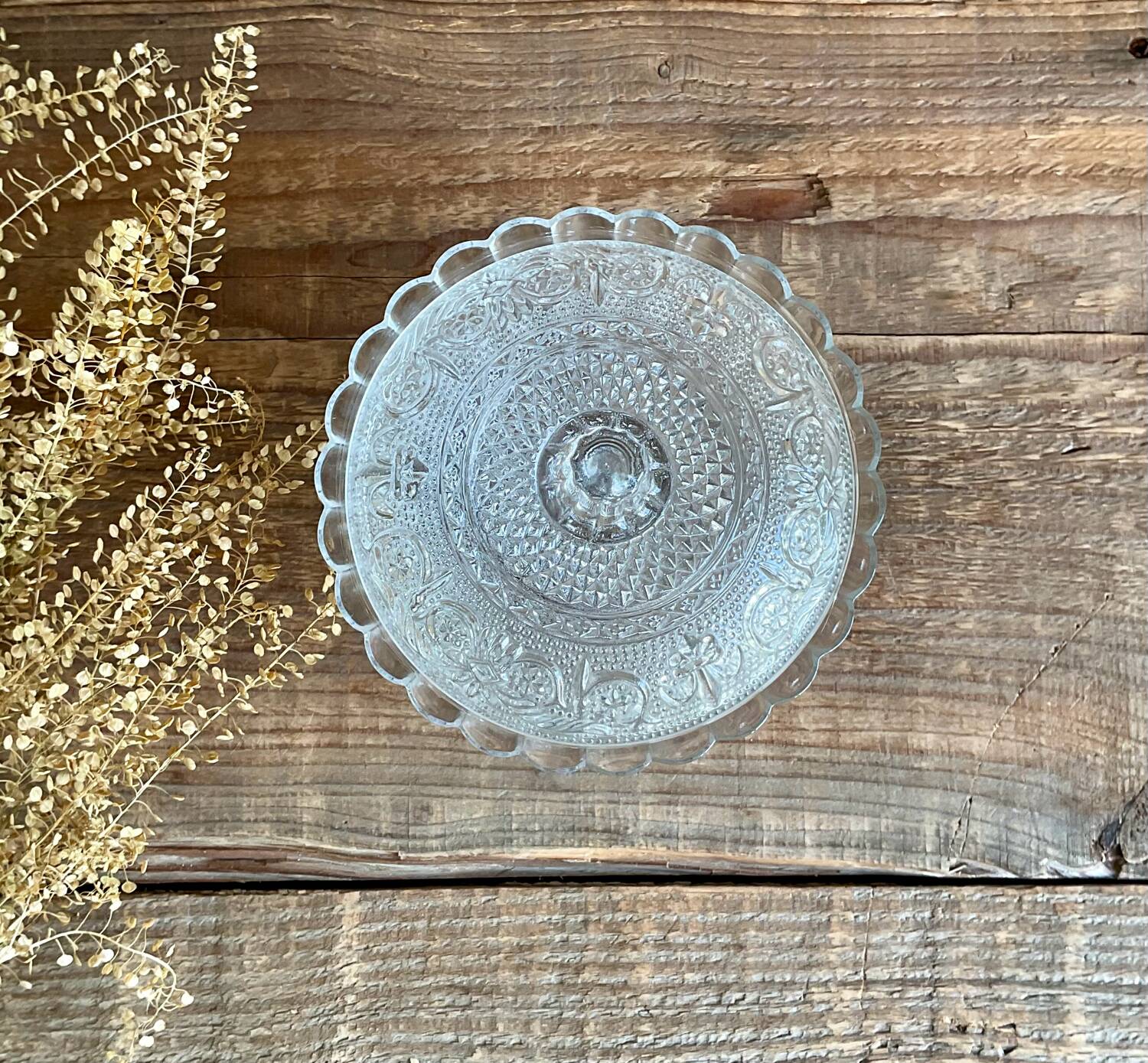 Vintage chiseled glass sugar bowl