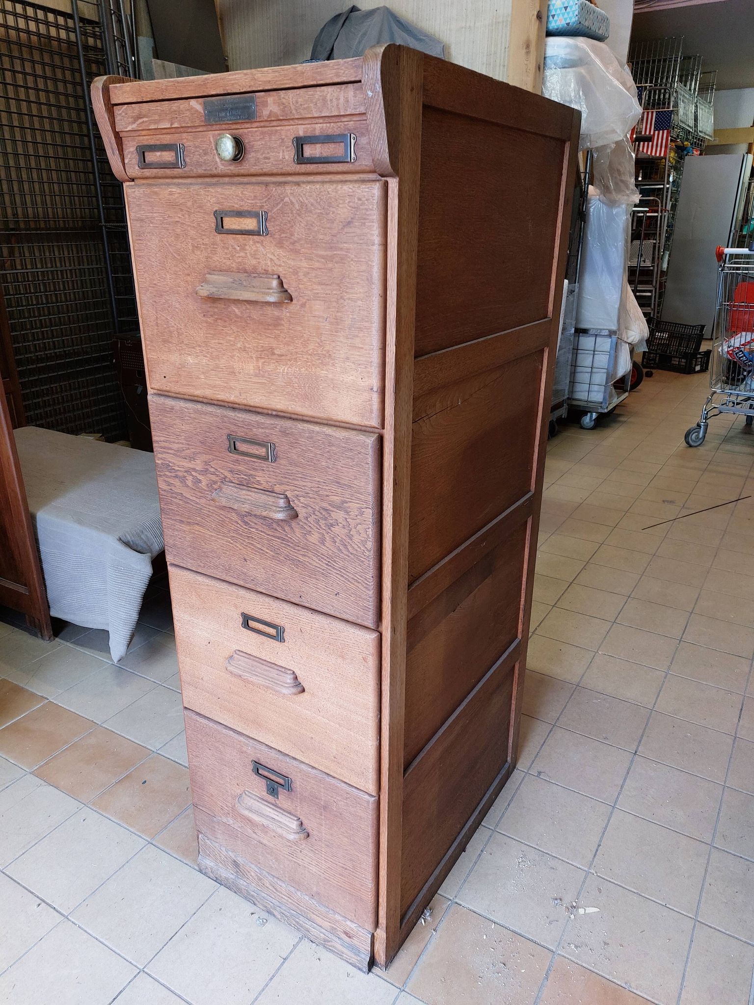 Antique trade furniture - oak filing cabinet - 1930s/40s