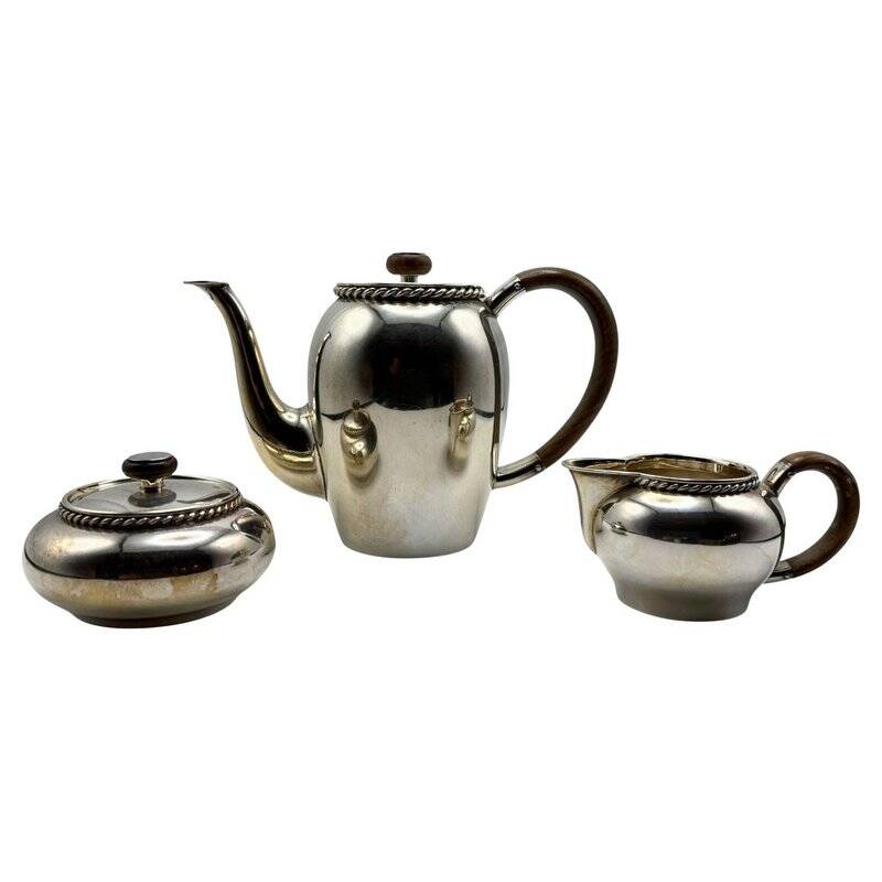 Three-Piece Bauhaus Silver Coffee Set, Grininger, Heilbronn, 1930