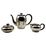 Three-Piece Bauhaus Silver Coffee Set, Grininger, Heilbronn, 1930