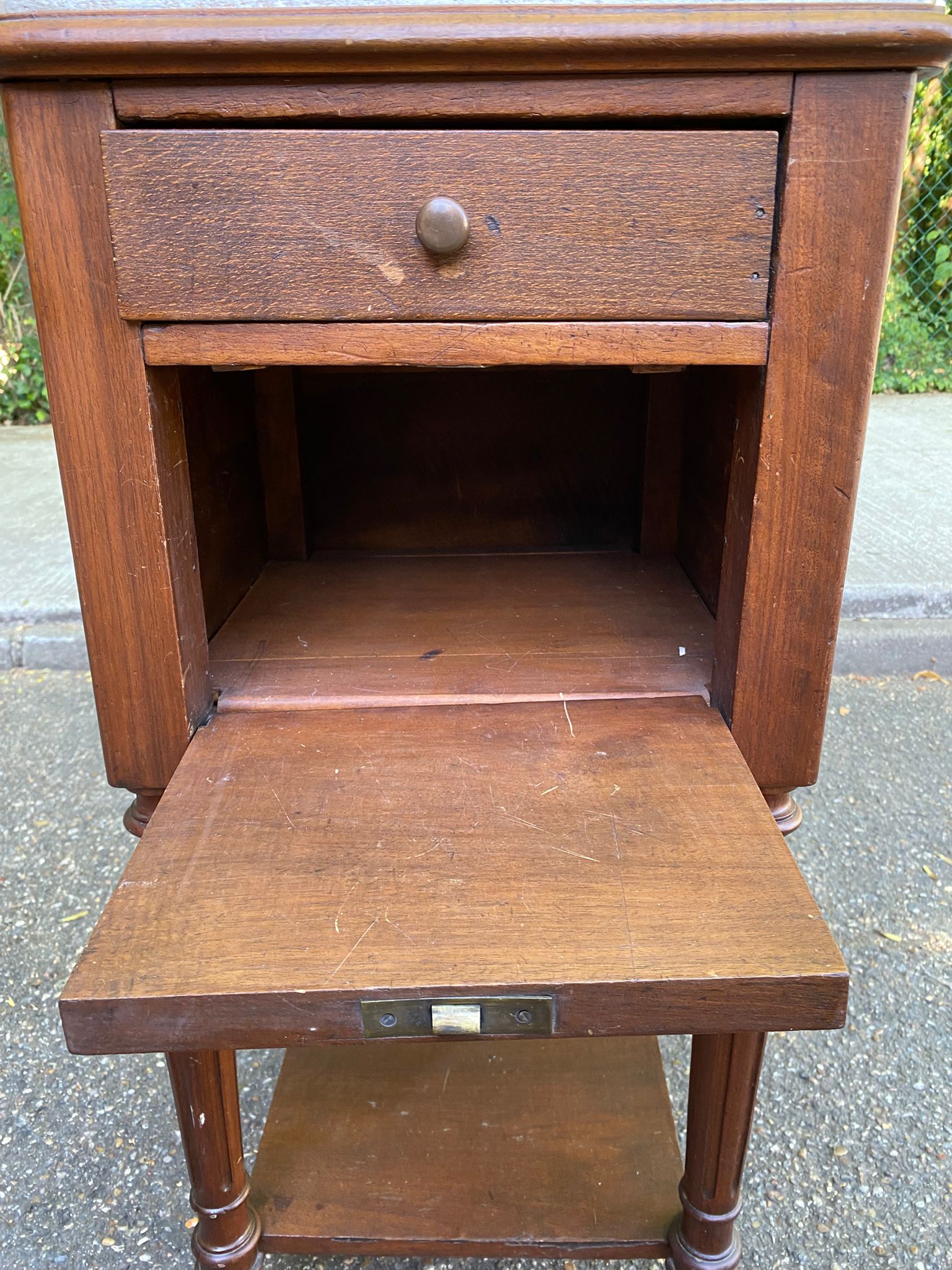 19th-century solid wood Henri II bedside table