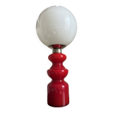 1970s Red and White Glass Space Age Lamp