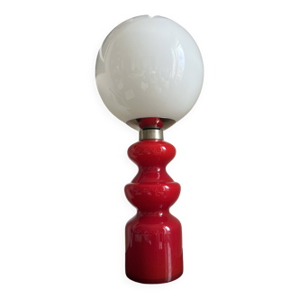 1970s Red and White Glass Space Age Lamp