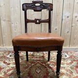 Set of 6 Napoleon III period chairs in mahogany and leather