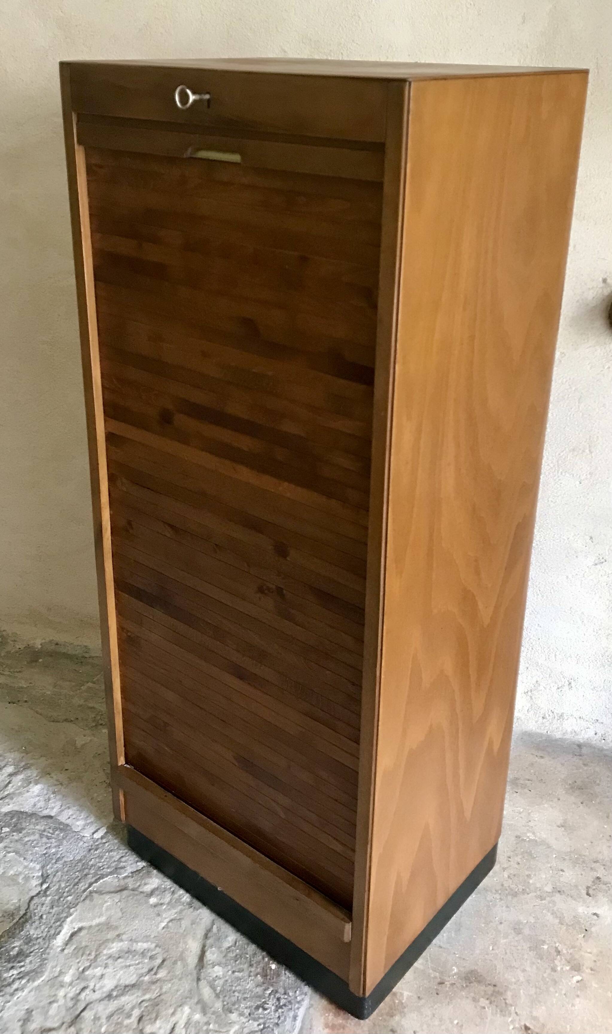 Vintage sliding curtain file cabinet 1950-1970